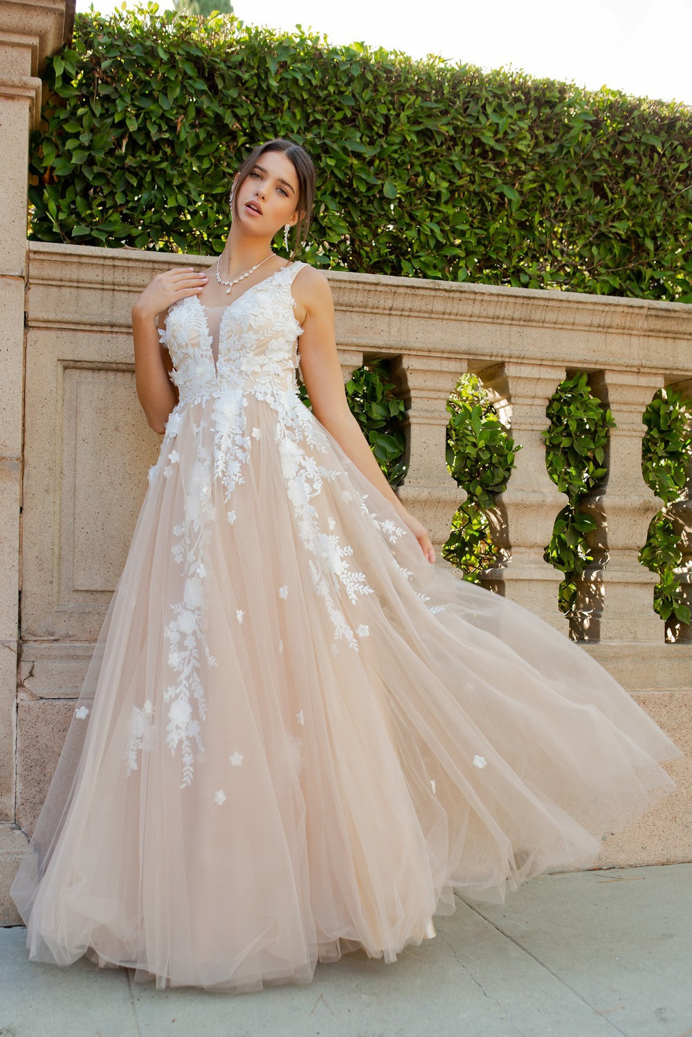 open lace back dress Plunging Neckline Cut Out Sequin Prom Gown CD0206 – Sparkly Gowns main image 1