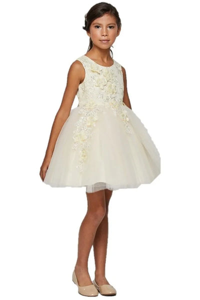 Girl 3d flower dress with sleeveless dress