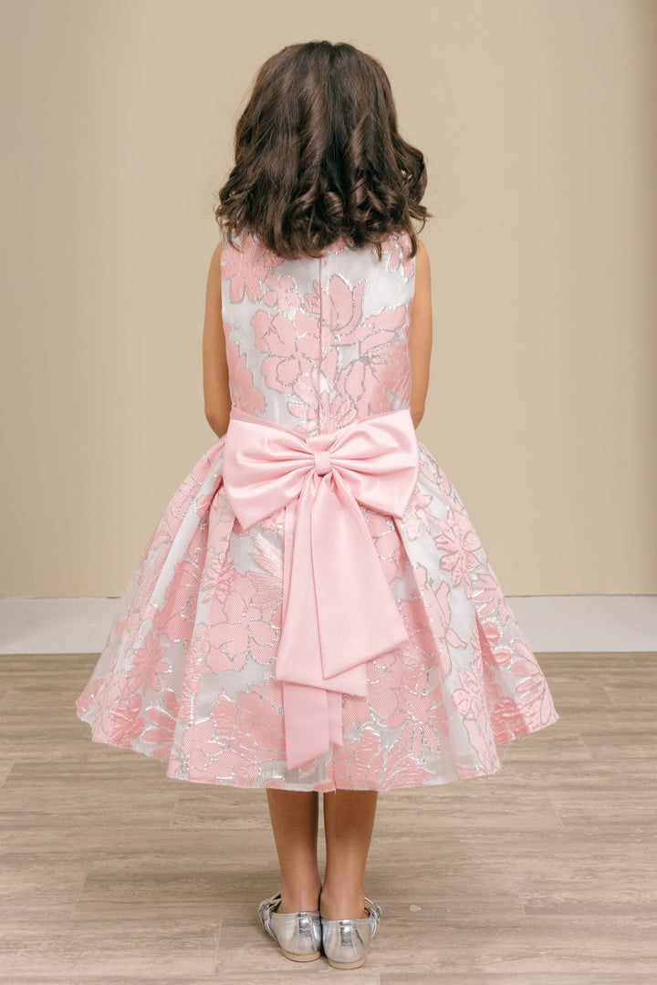 Sleeveless Jacquard Dress With Flower – Zeni Fashion