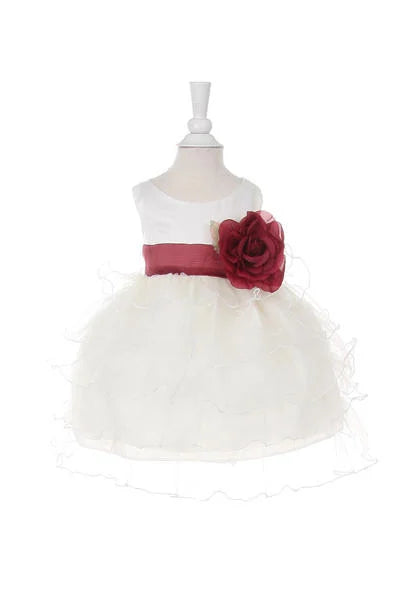 Little girl baby ruffle dress with an elegant flower clip