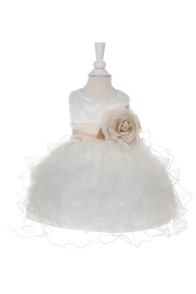 Little girl baby ruffle dress with an elegant flower clip