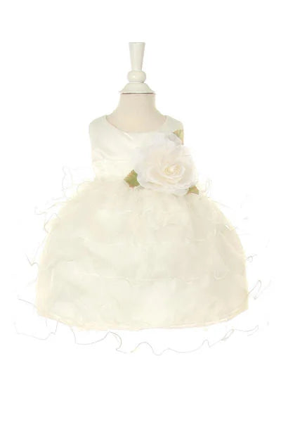 Little girl baby ruffle dress with an elegant flower clip