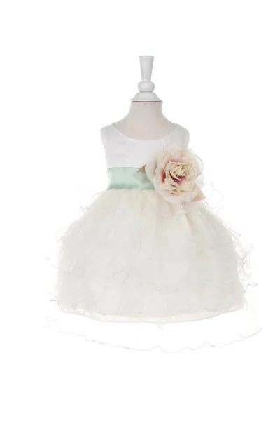 Little girl baby ruffle dress with an elegant flower clip