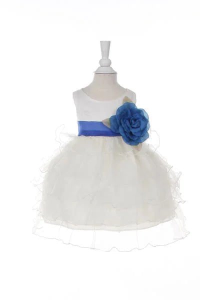 Little girl baby ruffle dress with an elegant flower clip