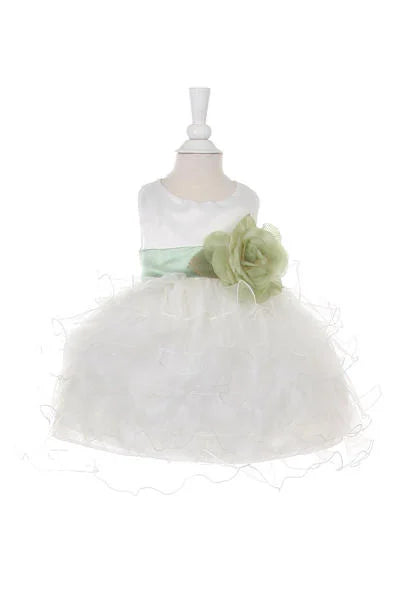 Little girl baby ruffle dress with an elegant flower clip