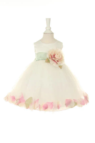 Little baby girl floral skirt with flouncy sash and soft lining