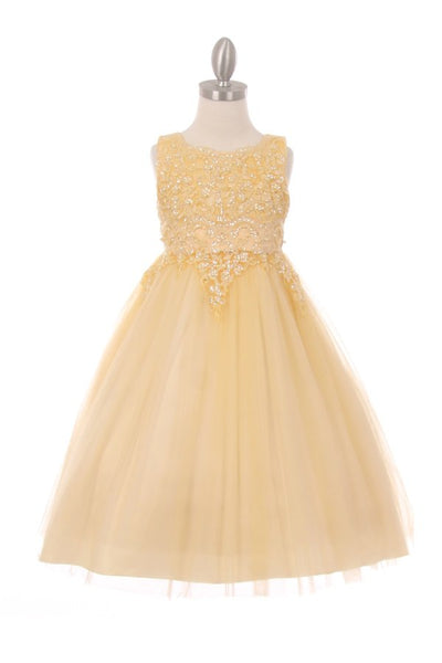 Girl elegant sleeveless tulle dress with top decorated with pearl sequin