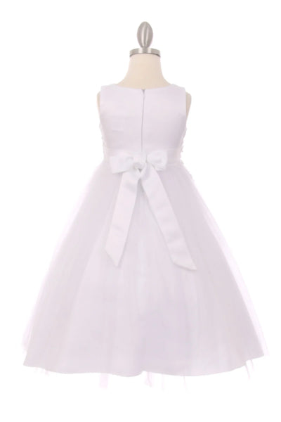 Girl elegant sleeveless tulle dress with top decorated with pearl sequin