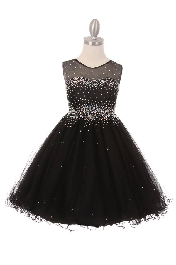 Girl sparkling dress with shinny rhinestone and party tulle dress