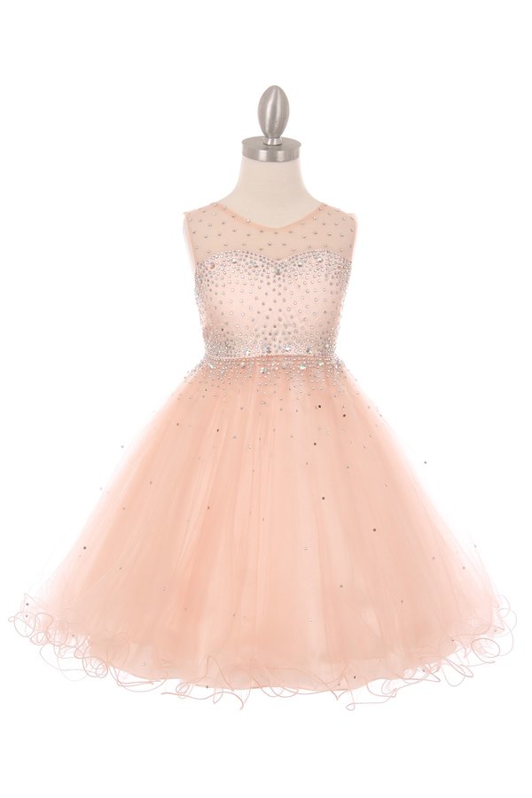 Girl sparkling dress with shinny rhinestone and party tulle dress