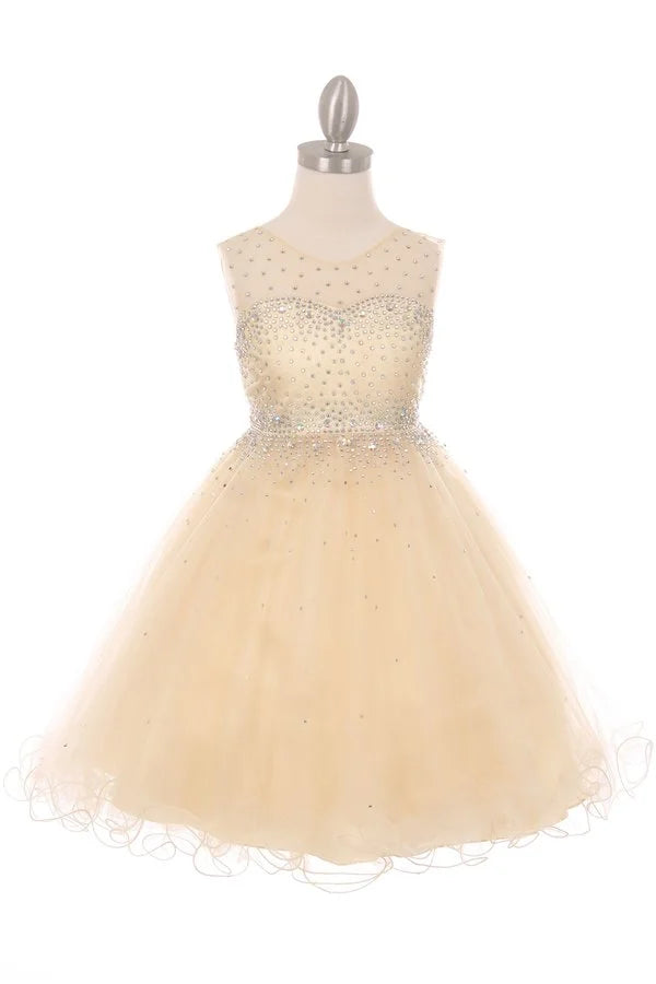 Girl sparkling dress with shinny rhinestone and party tulle dress