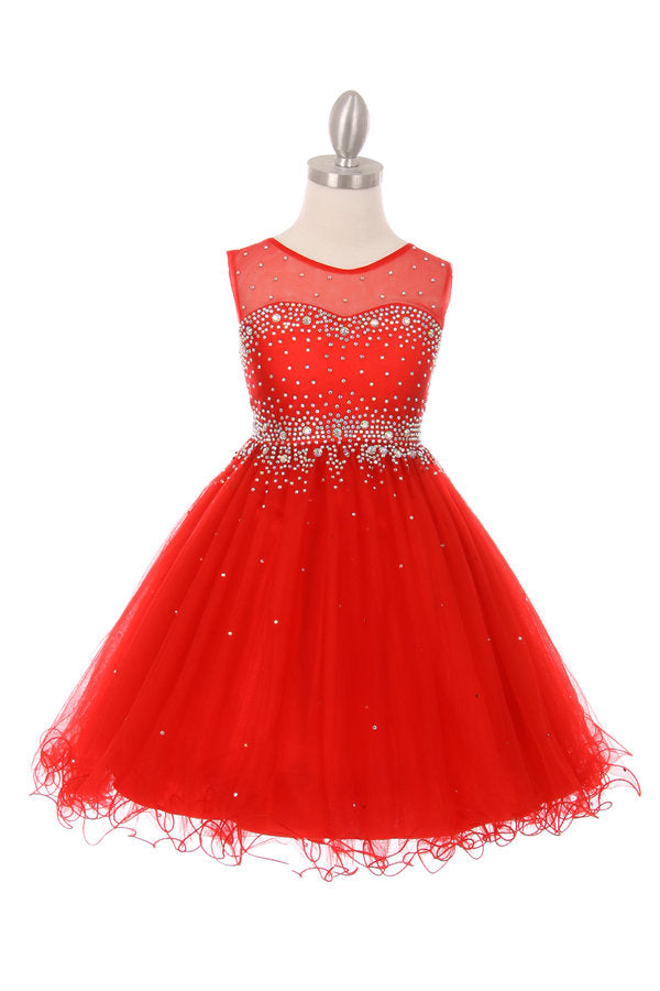 Girl sparkling dress with shinny rhinestone and party tulle dress