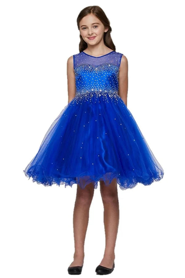 Girl sparkling dress with shinny rhinestone and party tulle dress