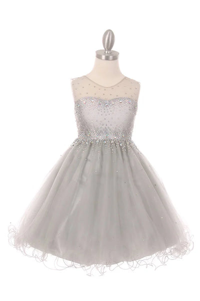 Girl sparkling dress with shinny rhinestone and party tulle dress