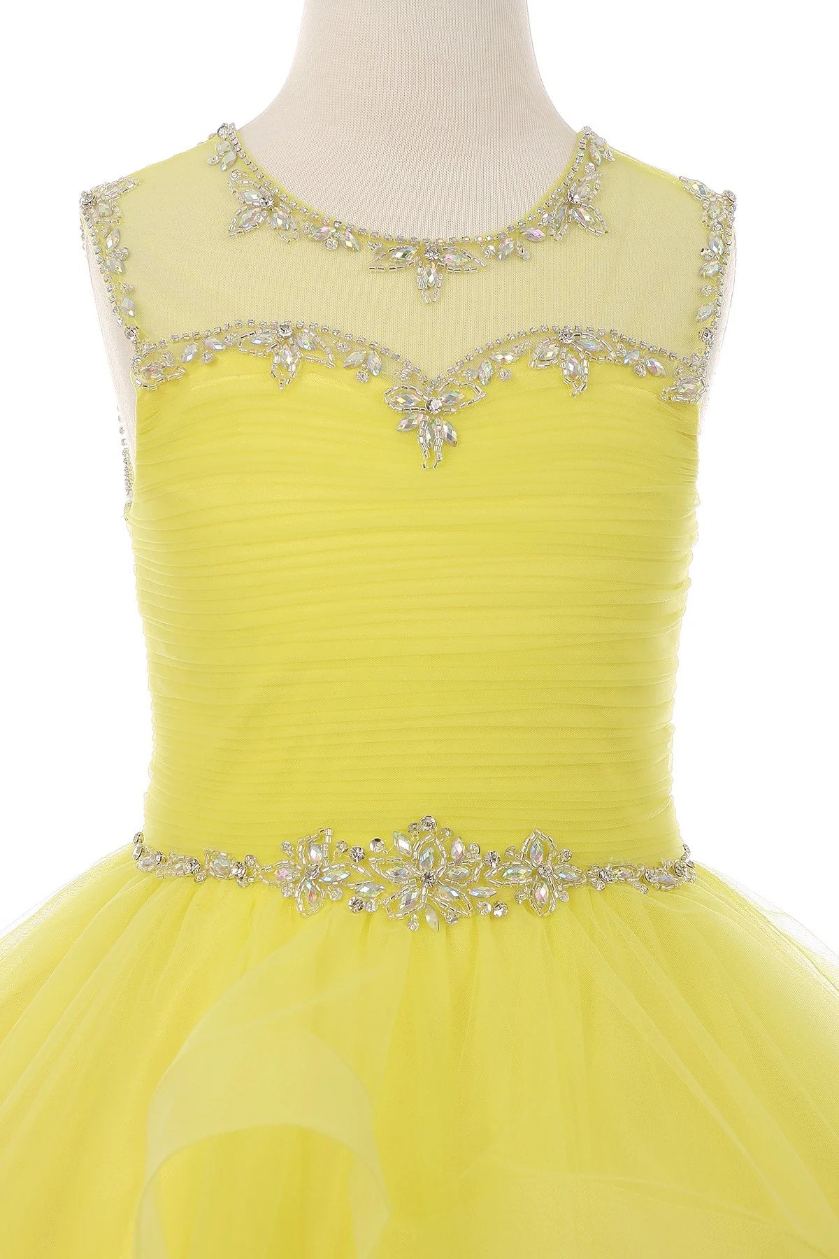 Girl dress with neckline beaded embellished top with AB stones