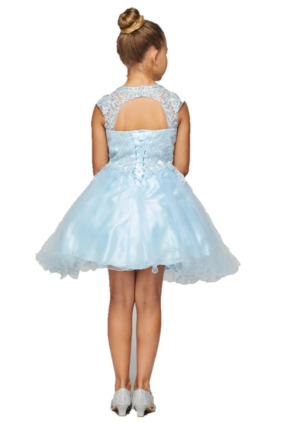 Girl halter sweetheart neckline lace tulle short dress