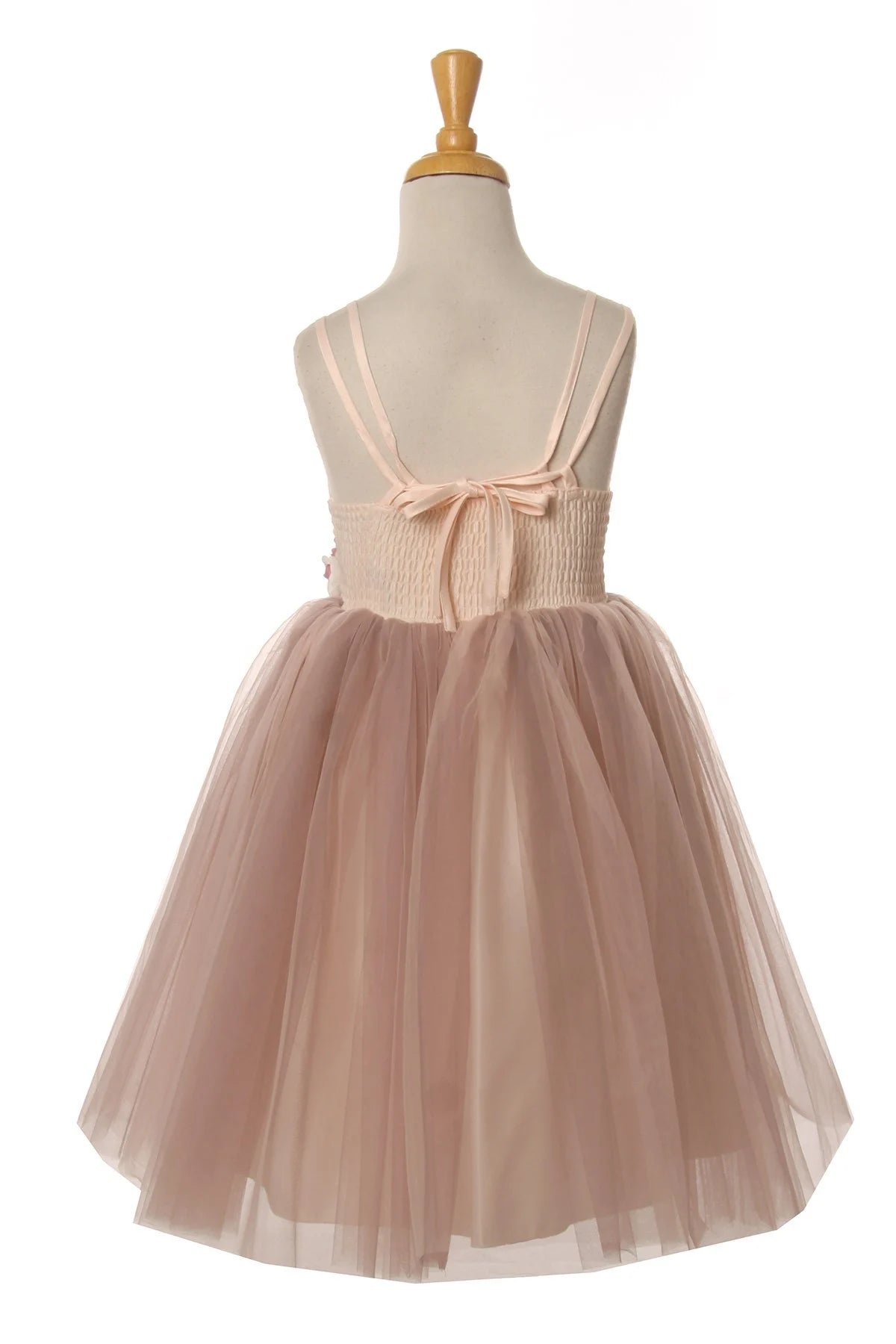 Flower girl elegant cute sequin tulle dress with beautiful corsage