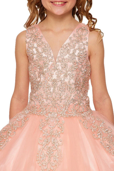 Girl tulle short dress with gold coil lace studded with stunning AB rhinestone