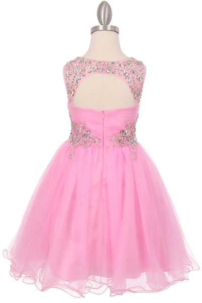 Girl stunning pleated tulle dress with handcrafted rhinestone