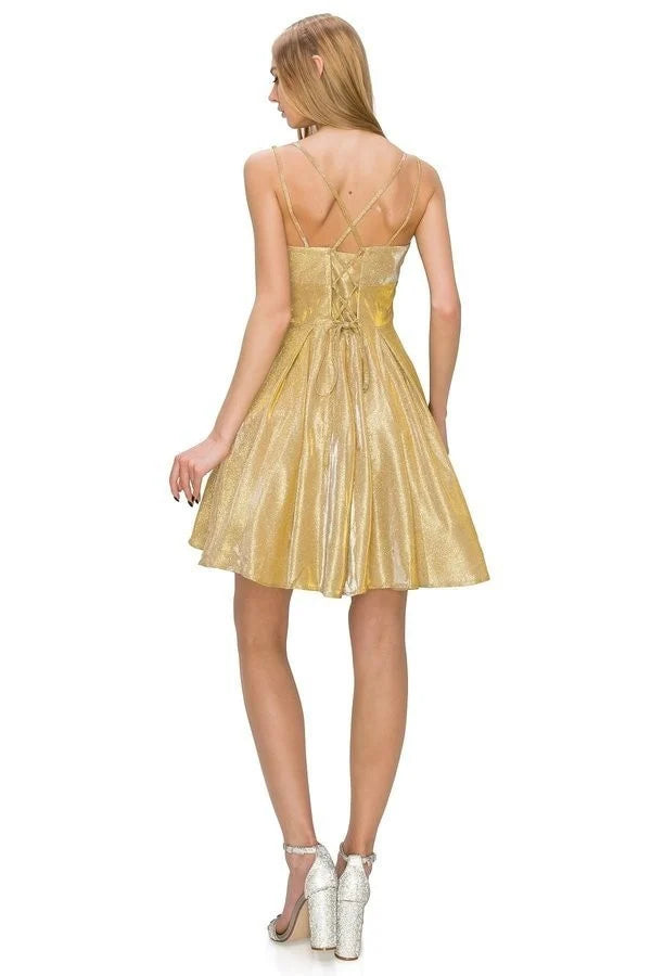 FINAL SALE: women cocktail dress sleeveless with sweetheart neckline with dual straps and lace up back