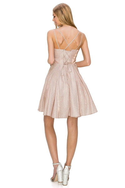 FINAL SALE: women cocktail dress sleeveless with sweetheart neckline with dual straps and lace up back