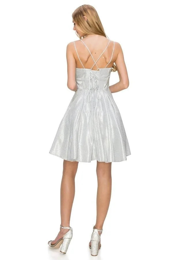 FINAL SALE: women cocktail dress sleeveless with sweetheart neckline with dual straps and lace up back