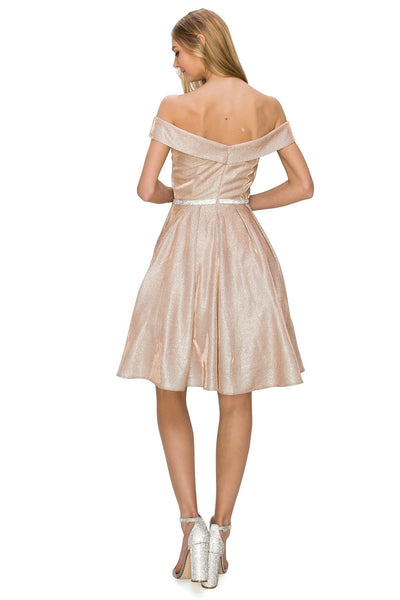 FINAL SALE: women short dress off the shoulder neckline with fitted bodice and thin belt