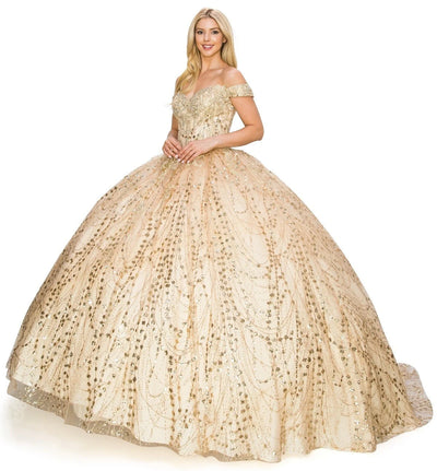 FINAL SALE: women quinceanera dress with glittering fabric and strapless sweetheart neckline and lace up corset