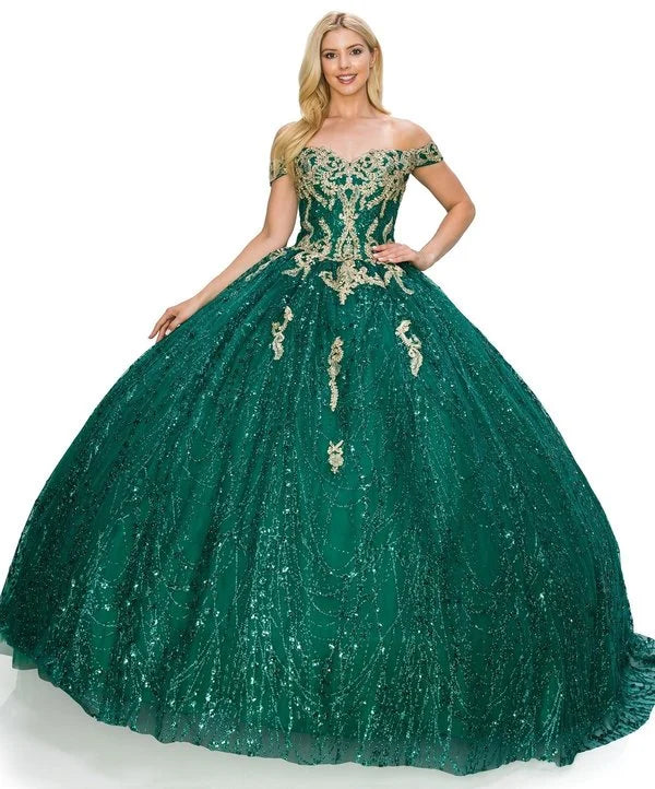 FINAL SALE: women quinceanera dress with glittering fabric and strapless sweetheart neckline and lace up corset