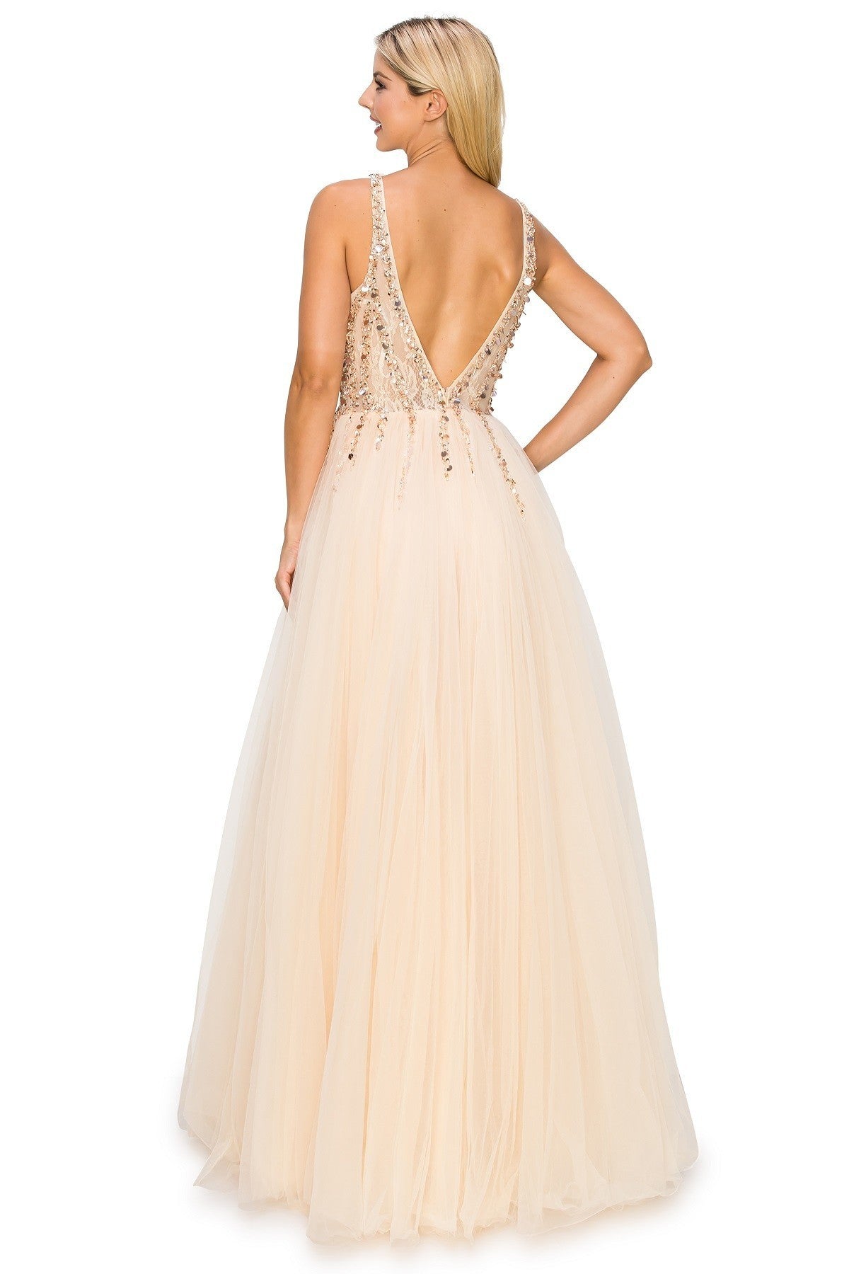 FINAL SALE: Women evening dress with sequin tulle lace long dress