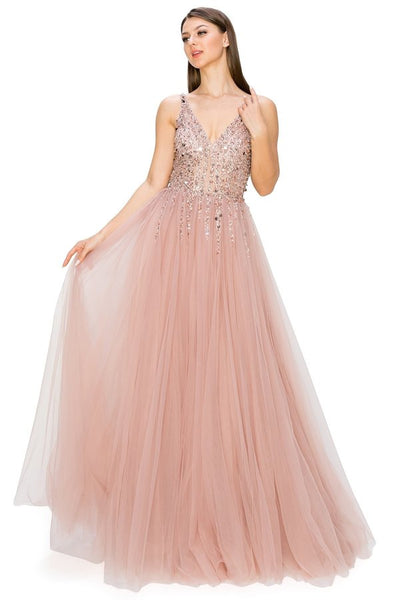 FINAL SALE: Women evening dress with sequin tulle lace long dress