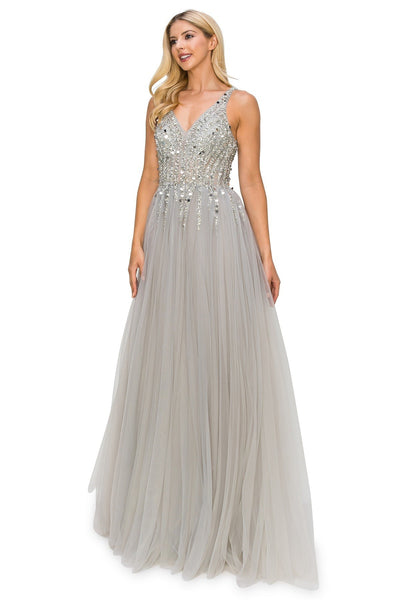 FINAL SALE: Women evening dress with sequin tulle lace long dress