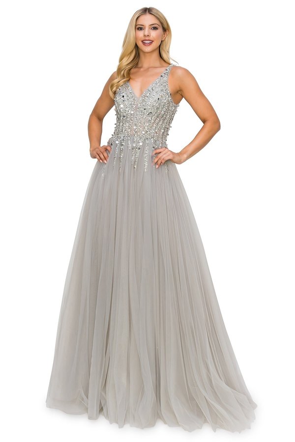 FINAL SALE: Women evening dress with sequin tulle lace long dress