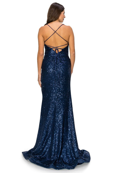 Prom and Evening dress with fitted sequin and side slit