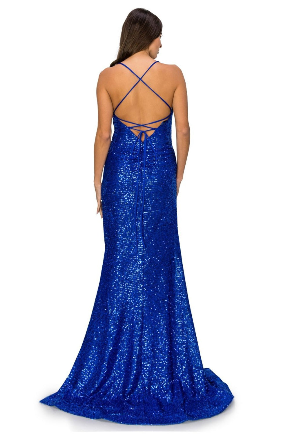 Prom and Evening dress with fitted sequin and side slit