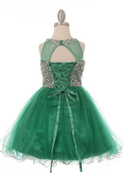 Girl short tulle dress with beaded and colorful wired A line tulle skirt