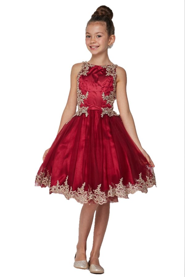 Girl elegant crystal dress with embroidered pearls with sequins and clear beads