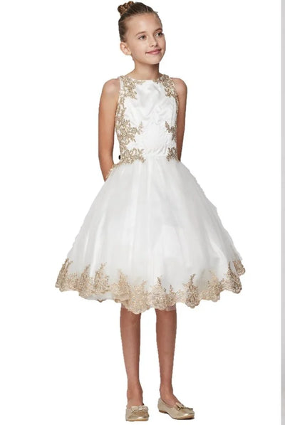 Girl elegant crystal dress with embroidered pearls with sequins and clear beads