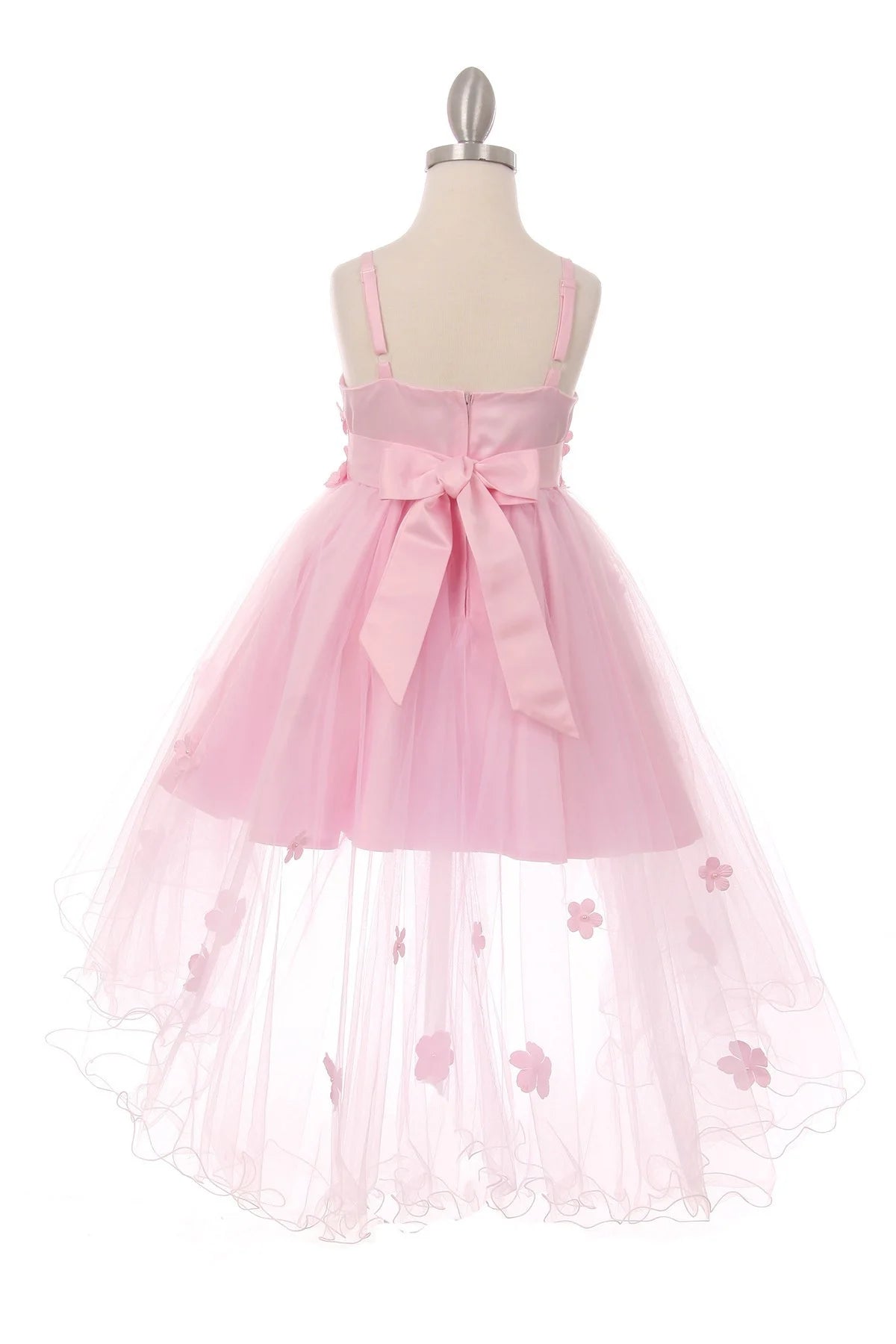 Girl high and low tulle dress embedded in 3d flower