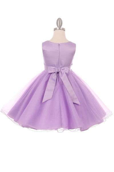 Girl elegant 3d pearl beaded flower glitter tulle dress