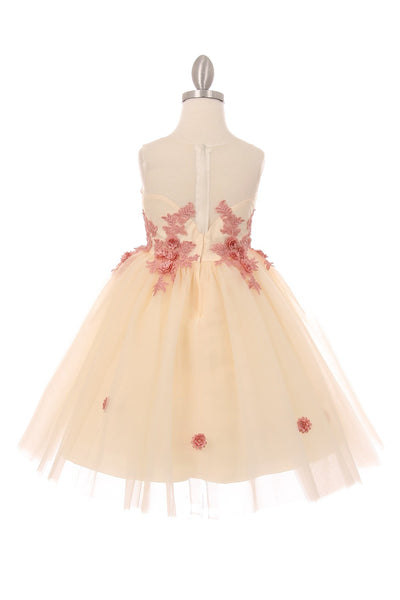 Girl tulle skirt with decorated 3d flowers