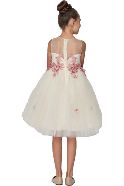 Girl tulle skirt with decorated 3d flowers