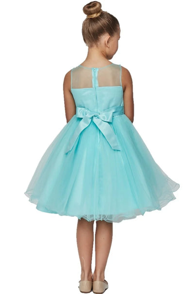 Girl 3d flower tulle dress adorned with flower and sequin