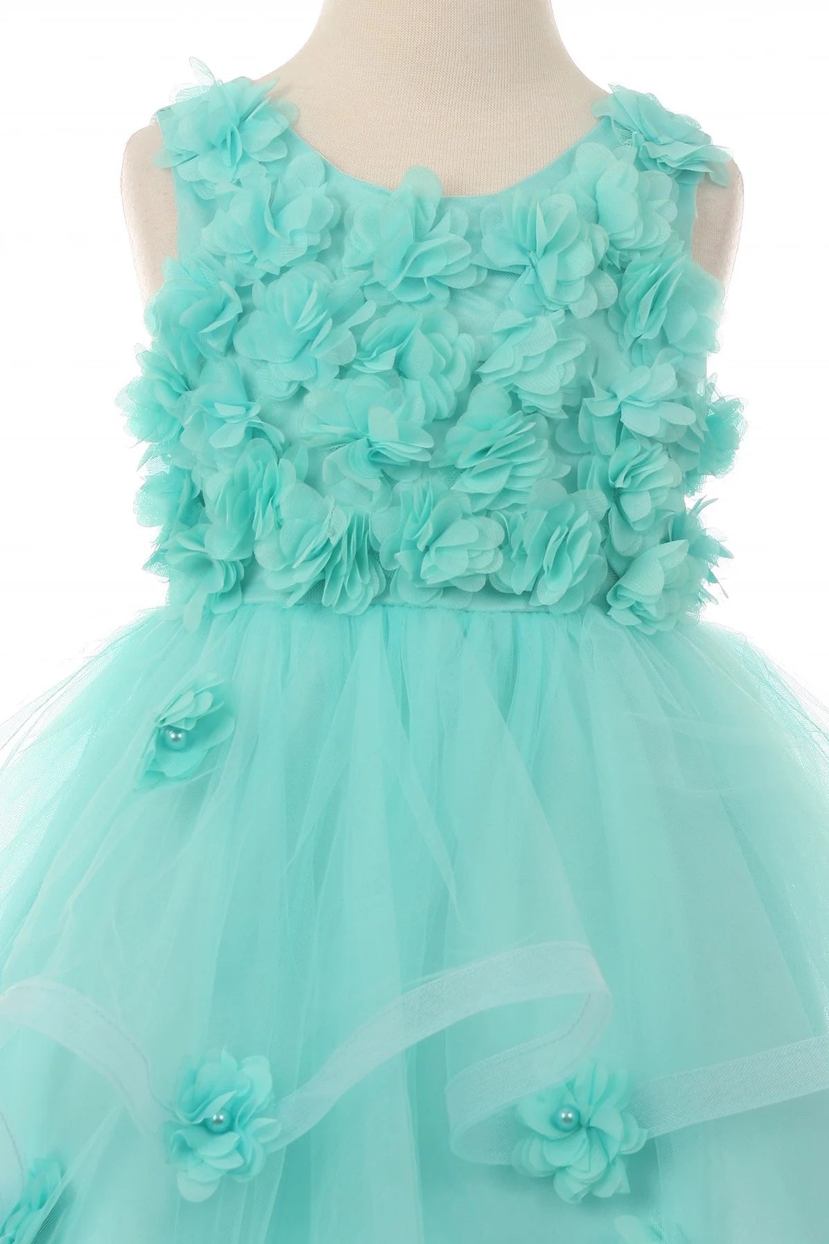 Girl flower tulle dress with 3d flowers