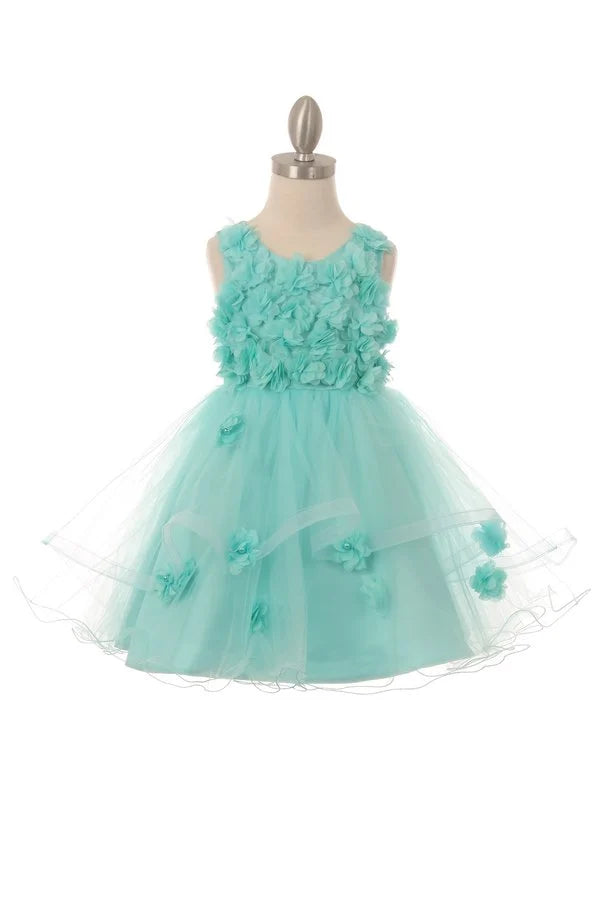 Girl flower tulle dress with 3d flowers