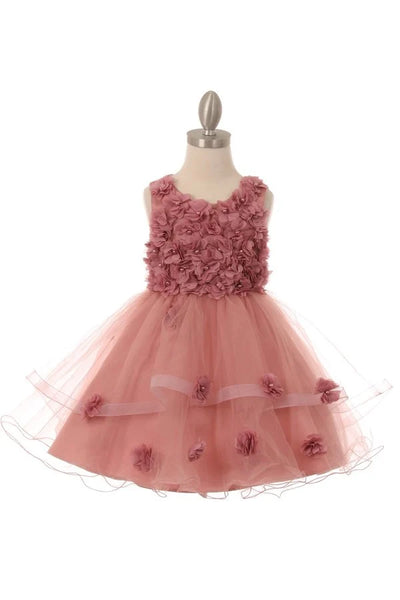 Girl flower tulle dress with 3d flowers