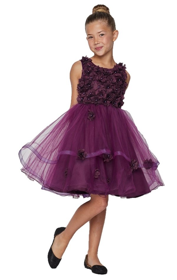 Girl flower tulle dress with 3d flowers