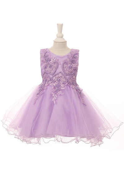 Little baby girl elegant Satin glittered tulle dress with embroidered pearls and white sequins and 3d patch wired skirt