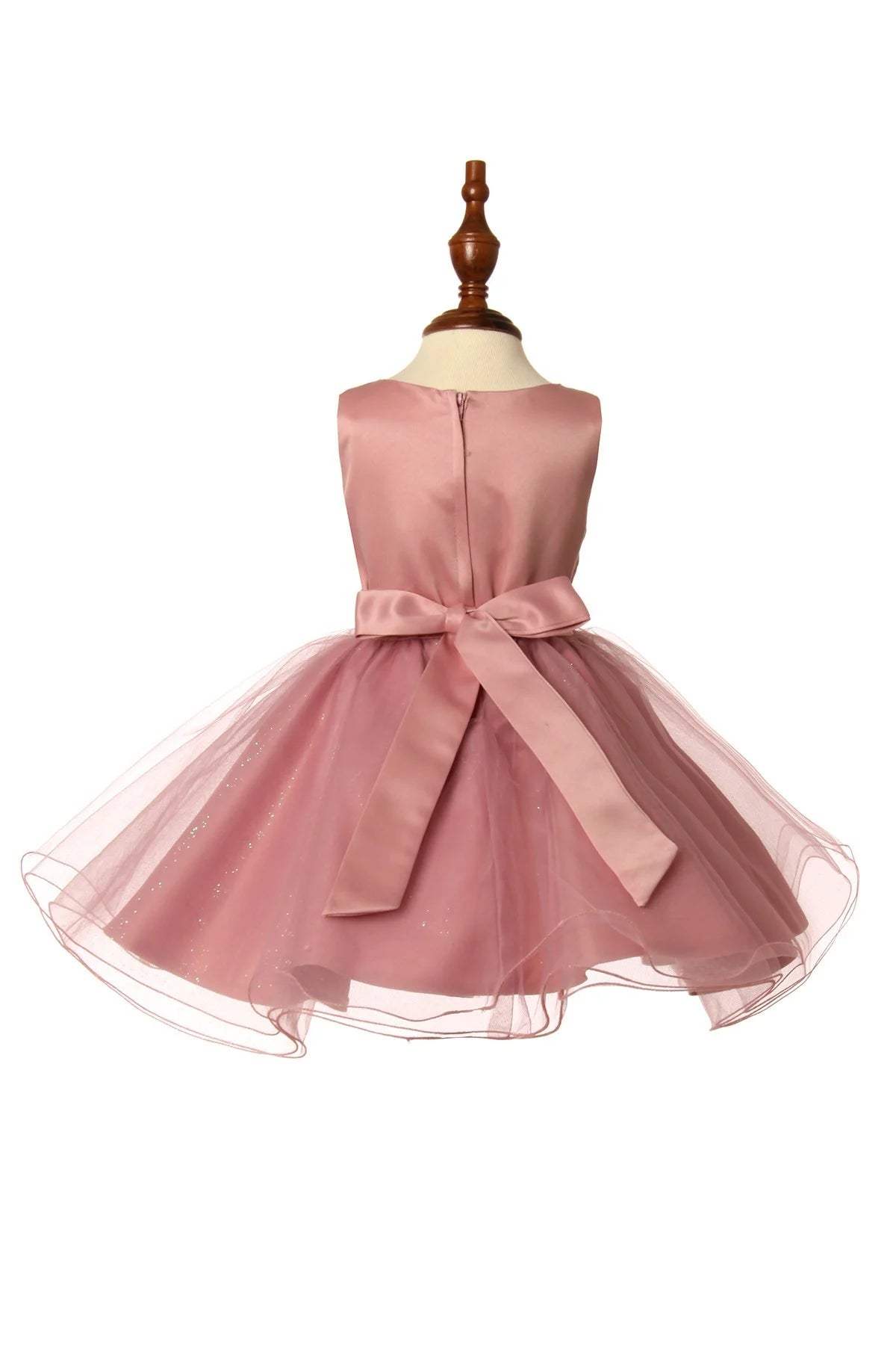 Little baby elegant pearl beaded 3d flower and glittered tulles layered skirt with satin sash