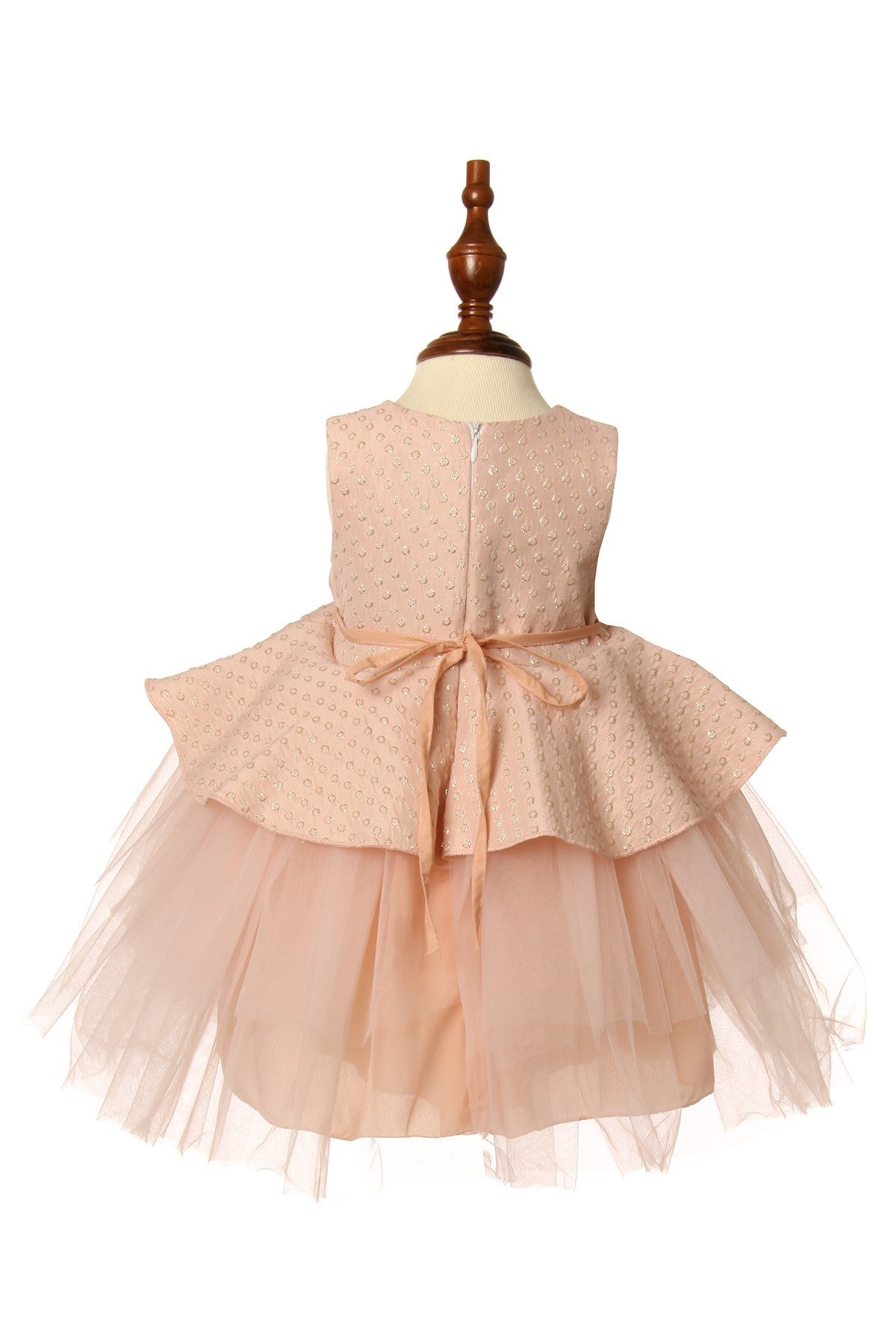 Little baby elegant soft tulle skirt dress with embossed jacquard top removable flower corsage